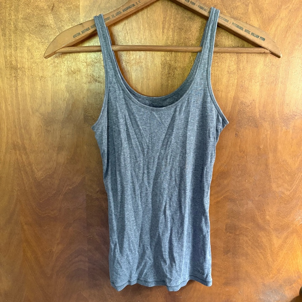 Abercrombie & Fitch Gray Vintage Tank Top Y2K Fitted Cami Moose Logo Preppy Boho